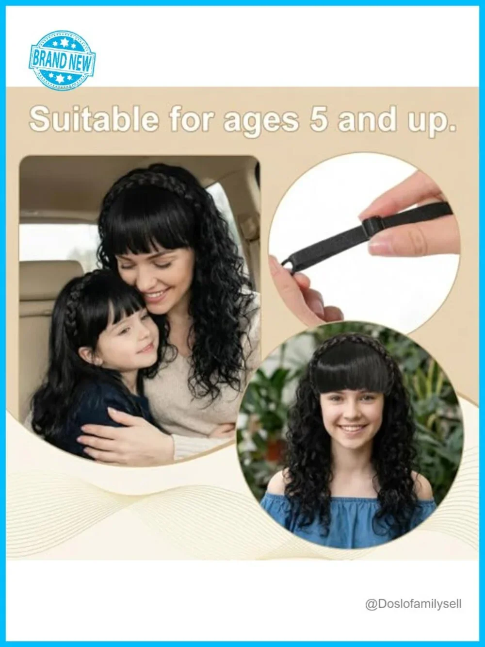 2pcs Braided Headbands With Detachable Clip-in Bangs Synthetic Hair
